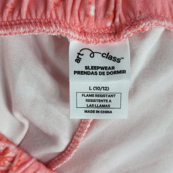 Art Class Pajama Lounge Set Pink Size 10 Large Button Top Pull On Shorts Paisley - Picture 10 of 11